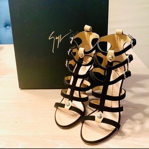 Giuseppe Zanotti Black Gladiator 4.5 Inch Heel Sandal size 38 (US 8)